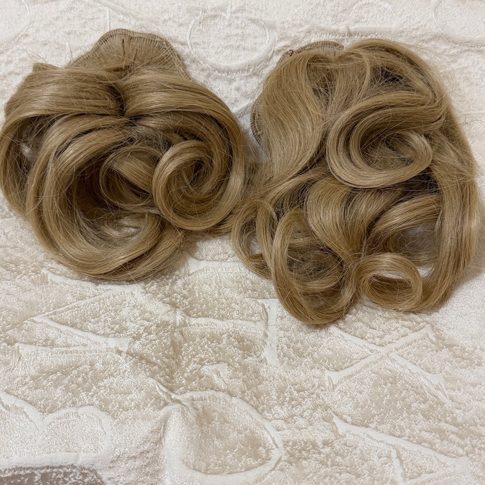 Real Wig Hair extensions Human Hair 2 piece Blond - Picture 7 of 7